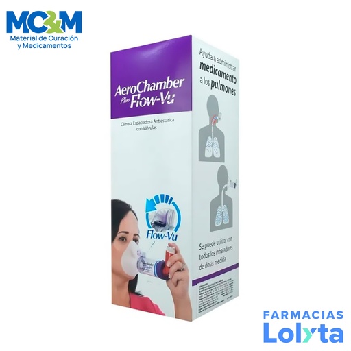 [35] AEROCHAMBER PLUS FLOW-VU ADULTO CHICA CAMARA ESPACIADORA ANTIESTATICA CON VALVULAS PARA INHALADOR TRUDELL MEDICAL
