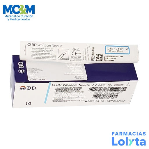 [3024] AGUJA WHITACRE 25 G X 3 1/2 CORTA BD REF 405138