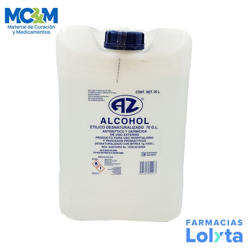 [4344] ALCOHOL 20 LTS 70° AZUL ZAPOPAN