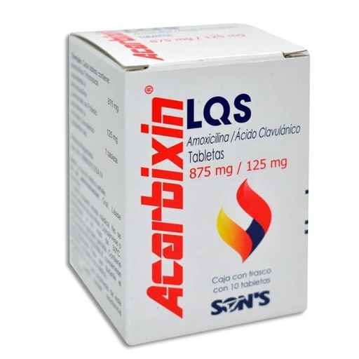 [1760] AMOXICILINA ACIDO CLAVULANICO 875MG/125MG C/10 TAB ACARBIXIN LQS LAB SONS