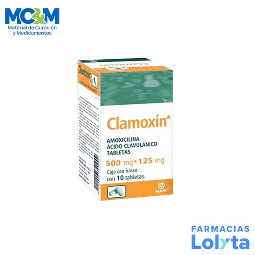 [1762] AMOXICILINA ACIDO CLAVULANICO 500/125 MG C/10 TAB CLAMOXIN LAB MAVER