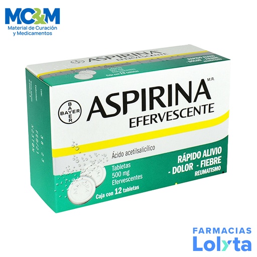 [661] ASPIRINA EFERVESCENTE 500 MG C/12 TAB ACIDO ACETILSALICILICO LAB BAYER