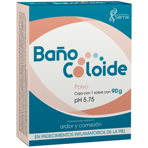 [1807] BAÑO COLOIDE POLVO 90 G C/1 SOBRE PH 5.75 HARINA DE SOYA POLIVIDONA (86.85/1.8 G) LAB SERRAL