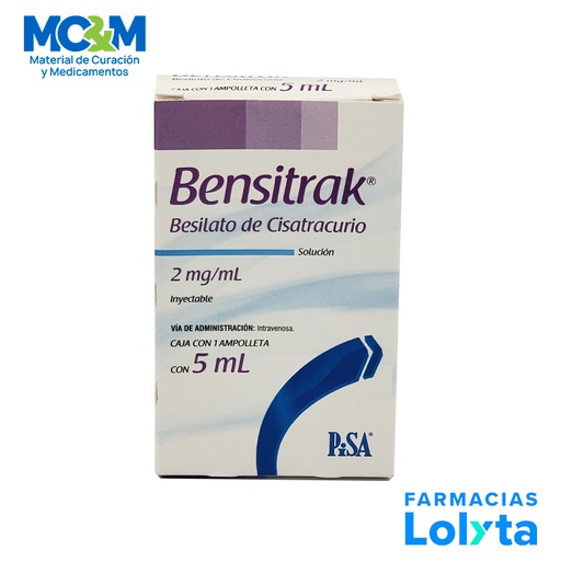 [1661] BESILATO DE CISATRACURIO 2 MG/ML C/1 AMP 5ML BENSITRAK LAB PISA (RF)