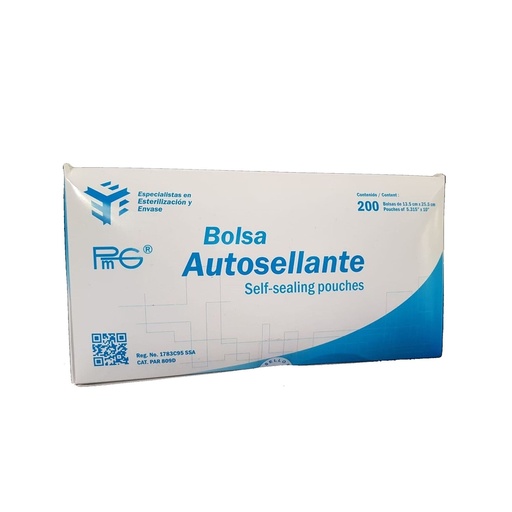 [136] BOLSA PAPEL MIXTA AUTOSELLANTE 13.5x25.5 P/ESTERILIZAR C/200 PZA PMG