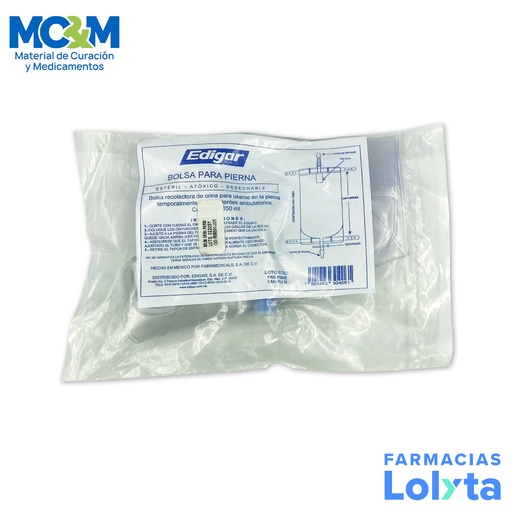 [138] BOLSA PARA RECOLECCION DE ORINA PARA PIERNA 650 ML EDIGAR