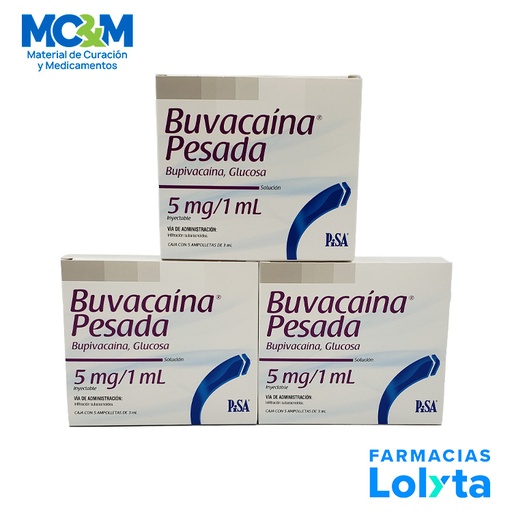 [2423] BUPIVACAINA GLUCOSA SOL INY 5MG/ML C/5 AMP 3ML BUVACAINA PESADA LAB PISA