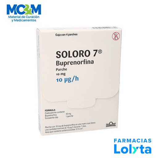 [84] BUPRENORFINA 10 MG 10MCG/H C/4 PARCHES SOLORO 7 LAB GRUNENTHAL GRUPO II