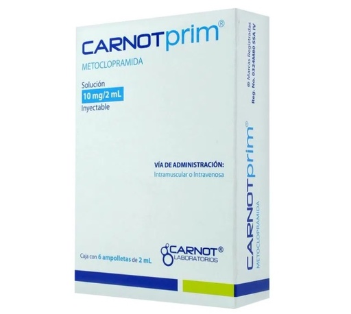 [1051] CARNOTPRIM SOL INY 10 MG/2 ML C/6 AMP METOCLOPRAMIDA LAB CARNOT