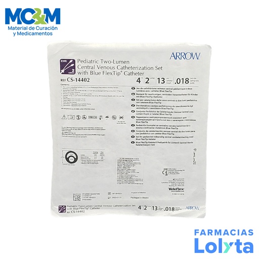 [2870] CATETER DE CATERIZACION VENOSA CENTRAL PEDIATRICO 4 FR 2 LUM 13 CM ARROW