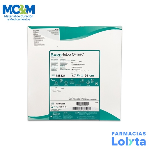 [189] CATETER DOBLE JJ INLAY OPTIMA 4.7FR X 24CM REF 788424 BARD