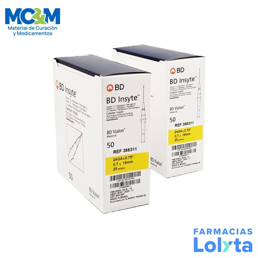 [3003] CATETER INSYTE AMARILLO #24 C/50 REF 388311 BD
