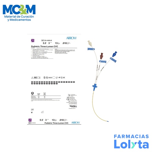[200] CATETER PEDIATRICO VENOSO CENTRAL 5.5 FR 3 LUM 13CM CS-16553-E ARROW