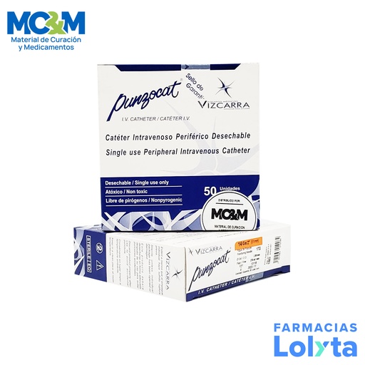 [4397] CATETER PUNZOCAT NARANJA #14GX2" (51 MM) C/50 RADIOPACO VIZCARRA REF AFER1451