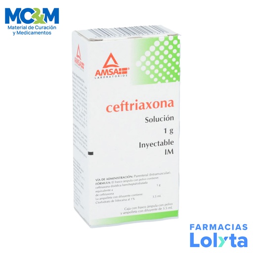[2534] CEFTRIAXONA SOL INY 1 G IM LAB AMSA