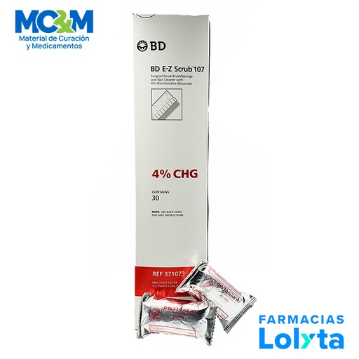 [3000] CEPILLO QUIRURGICO CON GLUCONATO CLORHEXIDINA 4% CHG C/30 PZAS REF 371073 BD