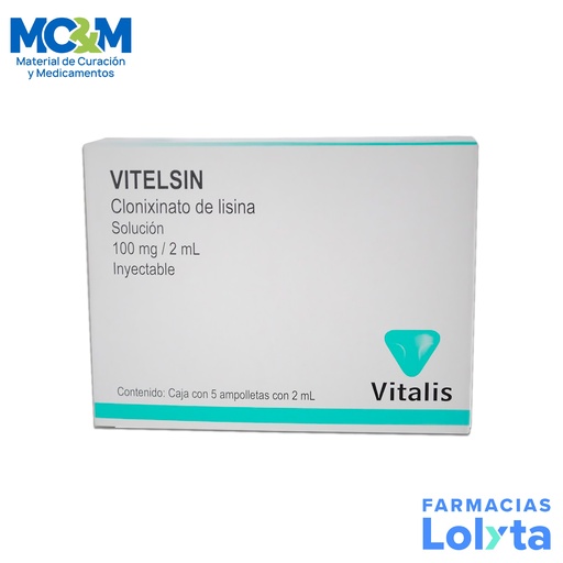[256] CLONIXINATO DE LISINA SOL INY 100 MG/2 ML C/5 AMP VITELSIN LAB VITALIS