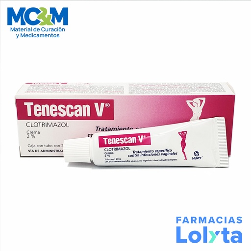 [1912] CLOTRIMAZOL CREMA 2% TUBO C/20 G 3 APLICADORES TENESCAN V LAB MAVER