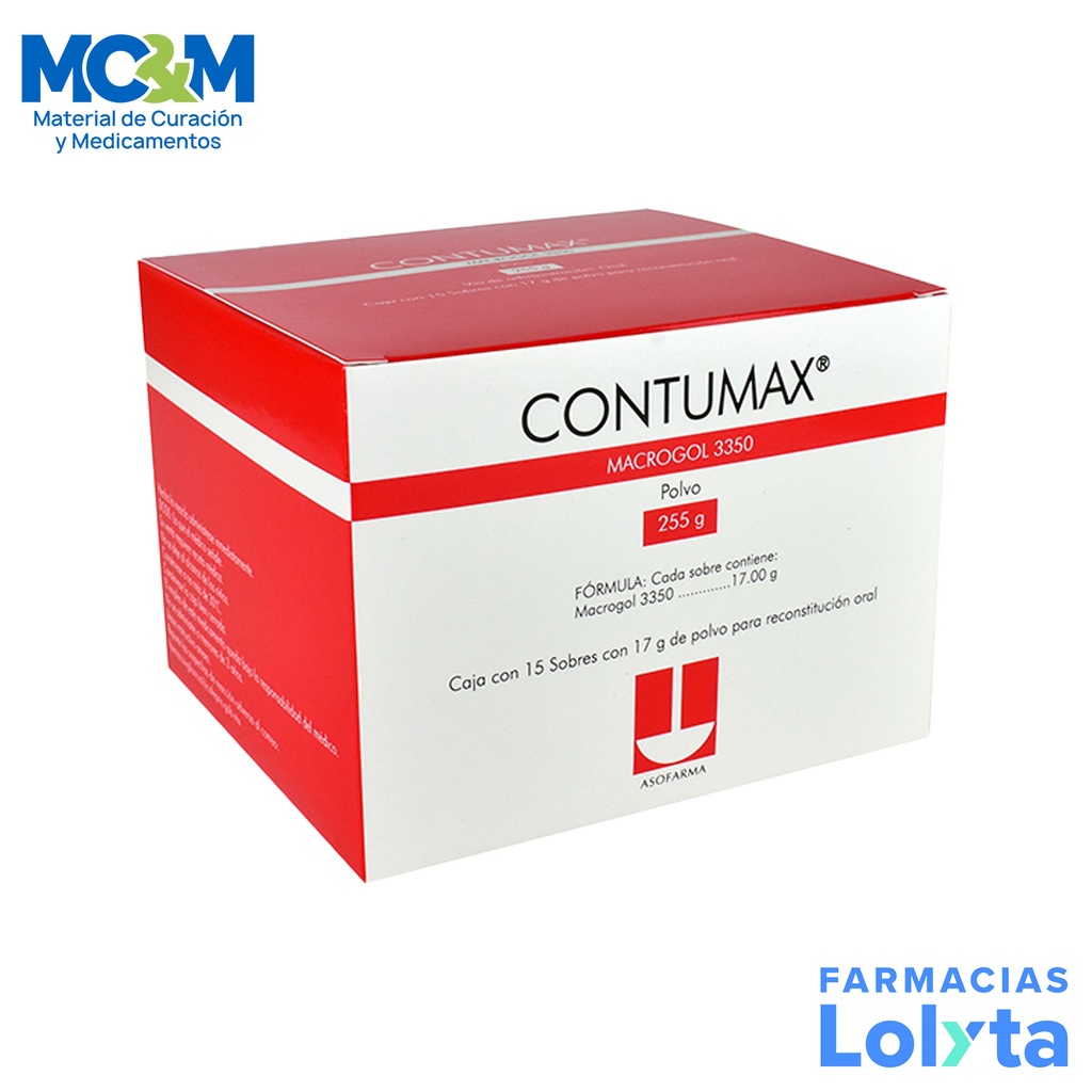 CONTUMAX POLVO 255 G C/15 SOBRES C/17 G MACROGOL 3350 LAB ASOFARMA ...