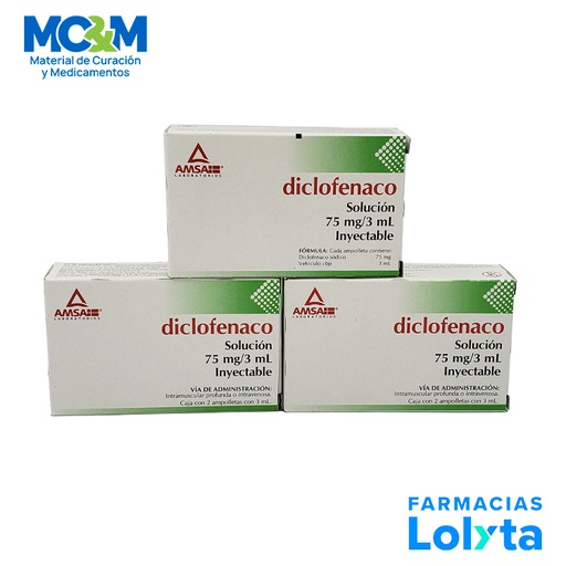 [2538] DICLOFENACO SOL INY 75 MG/3 ML C/2 AMP LAB AMSA (CRISTAL)