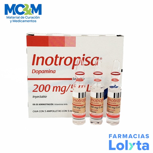 [2436] DOPAMINA SOL INY 200MG/5ML C/5 INOTROPISA LAB PISA