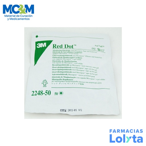 [2754] ELECTRODO DE MONITORIZACION CARDIACA 4.44 CM C/50 PZAS REDONDO CON SOPORTE DE MICROPORE PEDIATRICO REF 2248-50 3M