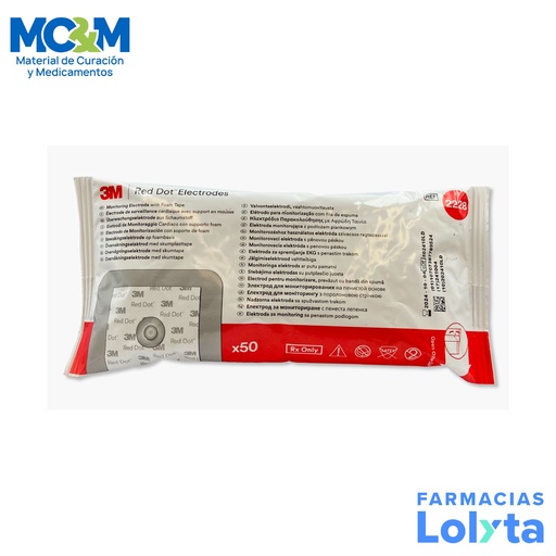 [331] ELECTRODO DE MONITORIZACION CARDIACA CON SOPORTE DE ESPUMA C/50 PZAS ADULTO REF 2228 3M