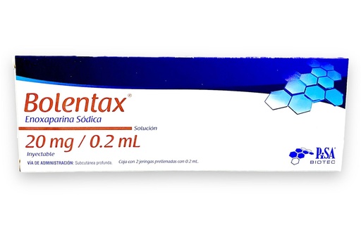 [356] ENOXAPARINA SODICA SOL INY 20 MG/0.2 ML C/2 JERINGAS PRELLENADAS BOLENTAX LAB PISA