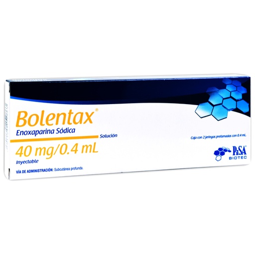 [358] ENOXAPARINA SODICA SOL INY 40 MG/0.4 ML C/2 JERINGAS PRELLENADAS BOLENTAX LAB PISA