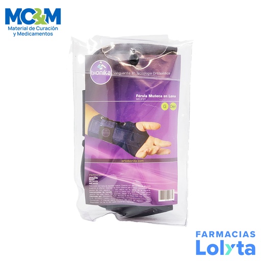 [3106] FERULA PARA MUÑECA CON VARILLA EN LONA ALGODON GRANDE DERECHA MH-231 BIONIKA