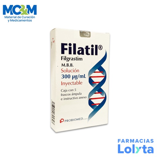 [1346] FILATIL SOL INY 300 MCG/ML C/5 AMP FILGRASTIM LAB PROBIOMED (RF)