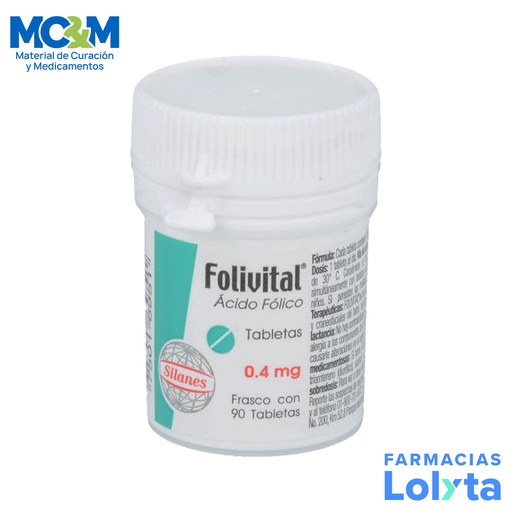 [561] FOLIVITAL 0.4 MG (400MCG) C/90  TAB ACIDO FOLICO LAB SILANES