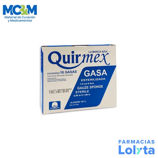 [431] GASA ESTERIL 7.5X5 CM C/10 QUIRMEX