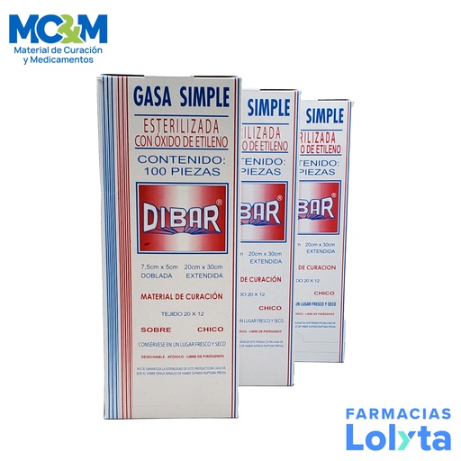 [3556] GASA ESTERIL 7.5 X 5 CM C/100 DIBAR