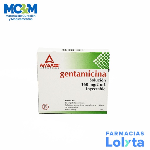 [2541] GENTAMICINA SOL INY 160 MG/2 ML C/5 AMSA