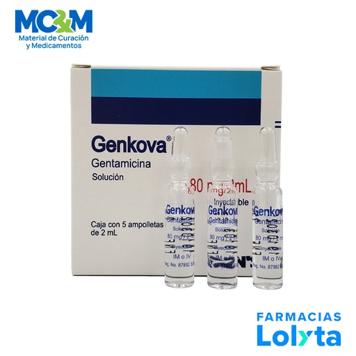 [2459] GENTAMICINA SOL INY 80MG/2ML C/5 AMP GENKOVA LAB SONS