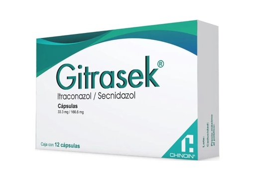 [1037] GITRASEK 33.3MG/166.6 MG ITRACONAZOL/SECNIDAZOL C/12 CAP LAB CHINOIN