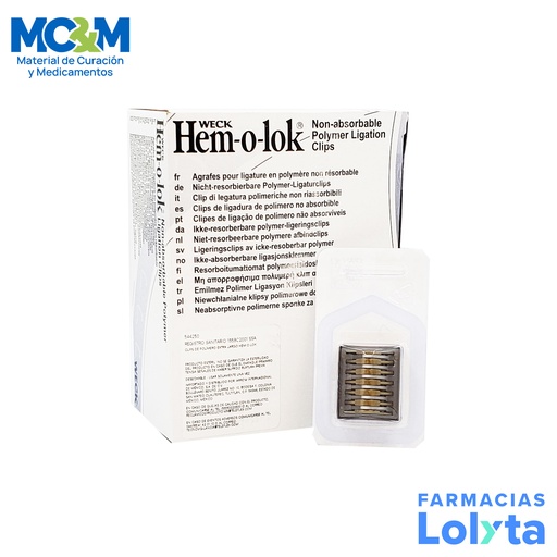 [4456] HEMO-LOK XL LIGATION CLIPS C/6 CART REF 544250 DORADO