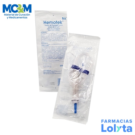 [4123] HEMOTEK EQUIPO PARA TRANSFUSION CON FILTRO SIN AGUJA LAB PISA