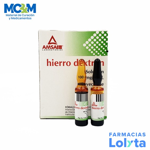 [2578] HIERRO DEXTRAN SOL INY 100MG/2ML C/3 AMP LAB AMSA