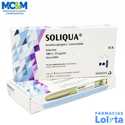 [1191] INSULINA SOLIQUA SOL INY 100/33MCG/ML INSULINA GLARGINA C/3 PZ LAB SANOFI (RF)