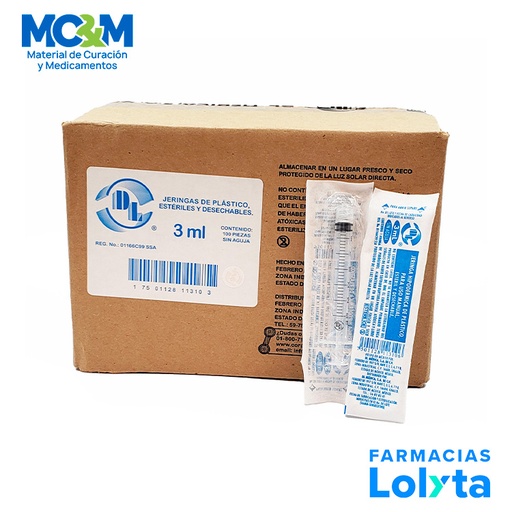 [3520] JERINGA 3 ML SIN AGUJA C/100  DENTILAB
