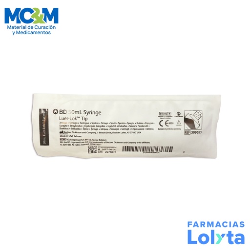 [503] JERINGA 50 ML SIN AGUJA PLASTIPAK REF 309653 BD