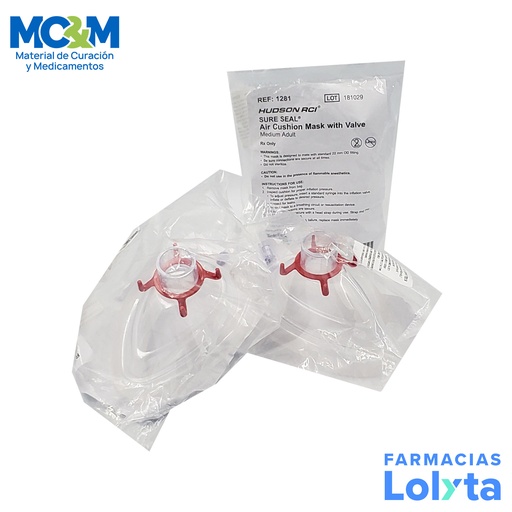 [3722] MASCARILLA PARA ANESTESIA #4 ADULTO MEDIANA ROJA REF 1281 HUDSON