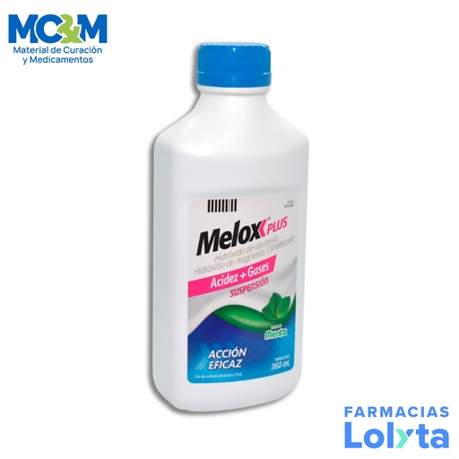 [580] MELOX PLUS SUSPENSION 3.7/4/0.5 G C/360 ML ALUMINIO MAGNESIO DIMETICONA SABOR MENTA
