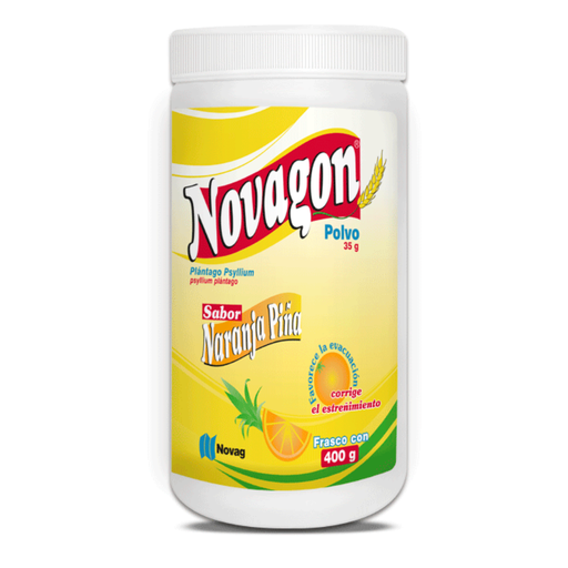 [2550] PLANTAGO PSYLLIUM POLVO C/400 G NOVAGON SABOR NARANJA PIÑA LAB NOVAG
