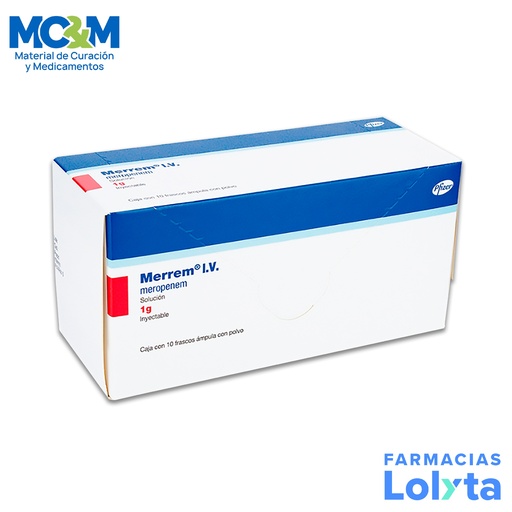 [586] MERREM IV SOL INY 1 G C/10 AMP MEROPENEM LAB PFIZER