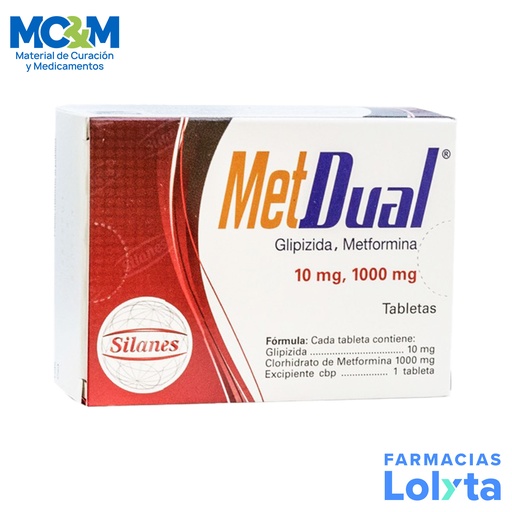 [1184] METDUAL 10/1000MG GLIPIZIDA/METFORMINA C/30 TAB LAB SILANES