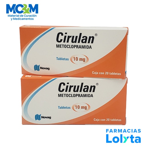 [2168] METOCLOPRAMIDA 10 MG C/20 TAB CIRULAN LAB NOVAG