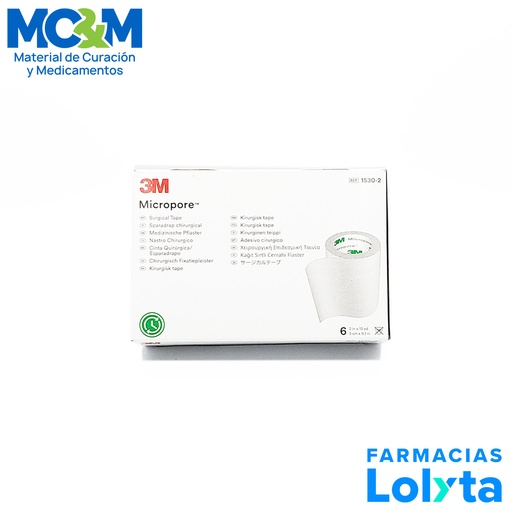 [2715] MICROPORE BLANCO 2" 5 CM X 9.1 M C/6 PZAS CINTA QUIRURGICA REF 1530-2 3M